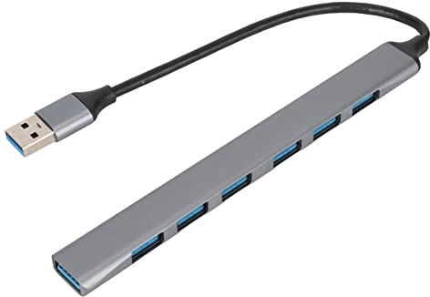 Elprico USB-C-Hub, 7-in-1-USB-C-auf-USB-Hub-Multport-Adapter, 1 USB 3.0-Anschlüsse, 6 USB 2.0-Anschlüsse, USB-Dockingstation für USB-Flash-Laufwerk, Kabellose Maus, Tastatur, Laptop, PC