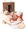 Baby Geschenk Set, Neugeborenen Geschenk Set Junge zur Geburt Babyparty Neugeborene Geschenk Holz Spielzeuge Greiflinge Badetuch Meilenstein Babydecke Foto Requisten Fox Set
