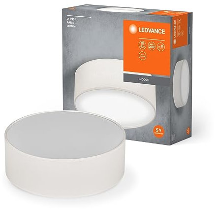 LEDVANCE ORBIS PARIS Deckenleuchte 300mm, beige, E27-Sockel, kann mit smarter Lampe bestückt werden, hochwertiges, modernes Design, mit Stoffschirm, geeignet für Innenräume, rund, IP20 Schutzklasse