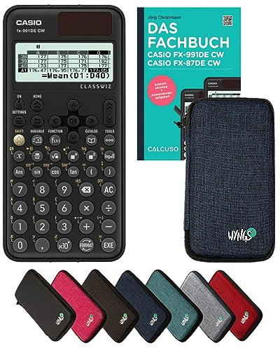 Casio fx-991DE CW inkl. Schutztasche Blau & Fachbuch (160 Seiten, DIN A5) – Wissenschaftlicher Rechner – Smart Set