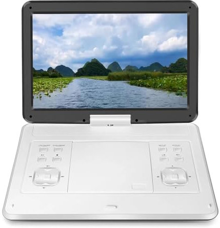 22'' Portable DVD Player with 14.1 Inch Swivel Screen, Super Slim HD TV Game Players,Support Earphone/SD Card/USB/AV-in/AV-Out,White