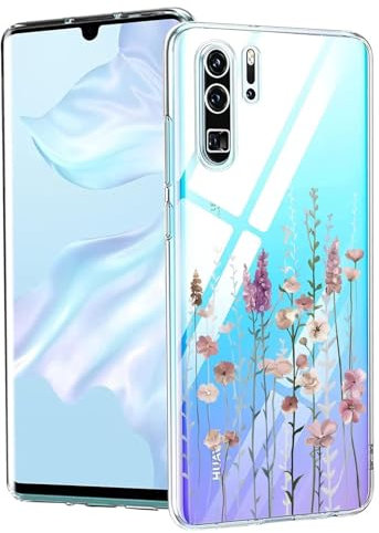 Kaywzo Hülle für Huawei P30 Pro,Transparent TPU Handyhülle mit Gemälde Blume Muster,Ultradünn Stoßfester Schutzhülle,Schön Silikon Cover Case-3