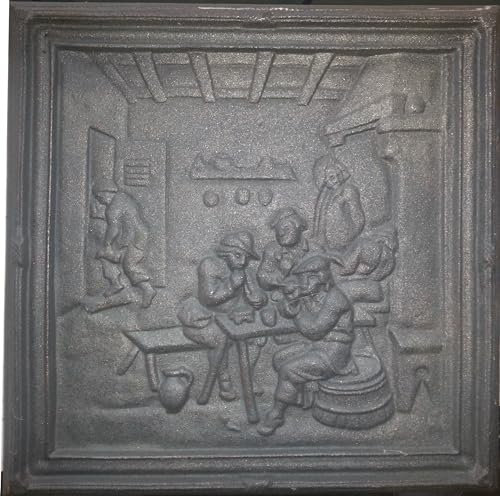 Lunaway - Placa Decorativa de Hierro Fundido 'Taberna' para Revestimiento de Chimenea (38 x 38 cm | Grosor 1 cm)