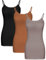 WILLBOND Lange Basic-Tanktops für Damen, verstellbare Spaghettiträgern, Camisole-Oberteil, 3 Stück, X-Groß