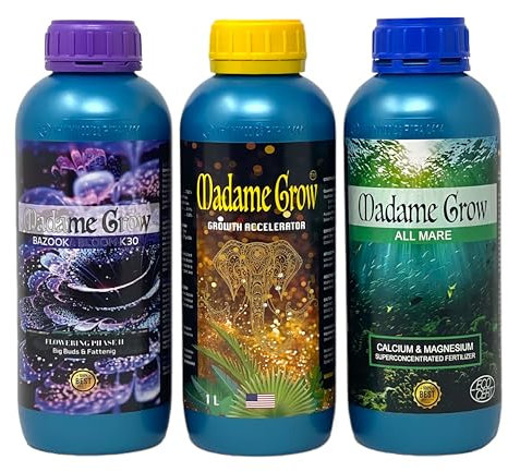 Madame Grow - Abono Universal Potencia Crecimiento y Floración - Ideal para Todo Tipo de Semillas - 3 x 1 L