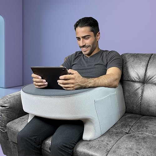 Fitster Reading Pillow for Bed, Gaming Pillow for Lap, Petite Adults, Teens Arm Rest Pillow, Memory Foam Lap Desk Pillow for Reading, Working, Playing, Crocheting in Bed and Couch
