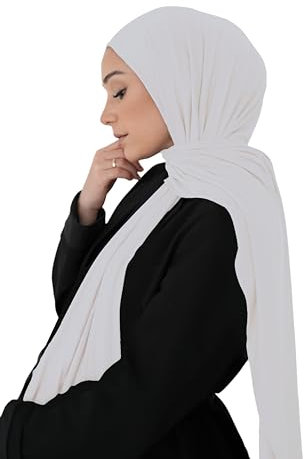 Al Yazma Cotton Jersey Hijab - Elfenbein - Fresia Scarf (Elfenbein)