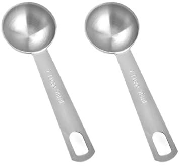 FSSTUD 2 Pcs 15ml Stainless Steel Measuring Scoops Dry Liquid Ingredient Measuring Spoons Baking Cooking Teaspoons Metal Kitchen Gadgets for Home