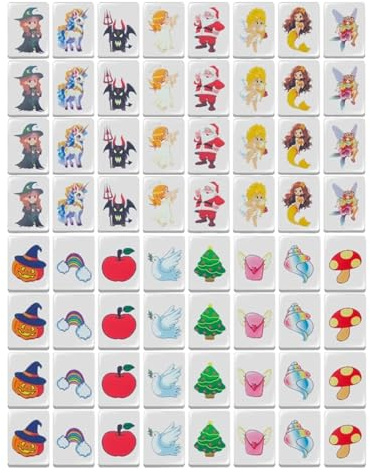 Einzigartige Mahjong-Sets, Mahjong-Spiel, Familienspiel Niedliche Mahjong-Zeichnungen | 24 mm Mahjong-Kachelspiel, Lernspielzeug, Partyspiel mit 65 Fliesen für Heimreise