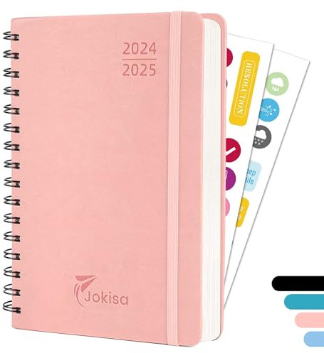 Agenda 2025 A5, Agenda Settimanale 2025 Con Copertina Rigida in Pelle PU, Agenda Giornaliera Con Carta Da 100g/m, Agende Planner 2025 Adatto per Uffici, Scuole, Organizzatori (Rosa)