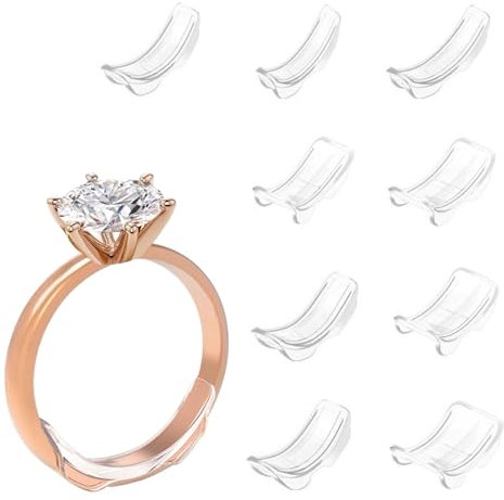 Zernblend Lot de 9 ajusteurs de taille de bague - Réducteur de bague - Invisible - Taille de bague à grande taille, Transparent, L