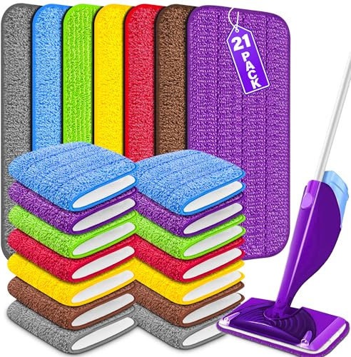 FORSPEEDER Lot de 21 serpillères réutilisables pour Swiffer WetJet, recharges pour balai pulvérisateur de 30,5 cm, recharge en microfibre lavable en machine jusqu'à 100 + nettoyage du sol pour tous