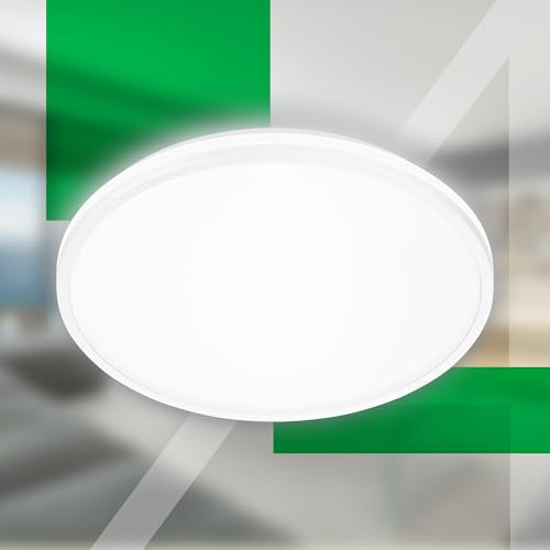 BRILONER - LED Deckenleuchte Effizienzklasse A, Deckenlmape effizient mit 8,5W bei 1800lm, ca. 50.000h Licht, indirektes Licht, Lampe, Wohnzimmerlampe, LED Panel, Küchenlampe, 33 cm, Weiß