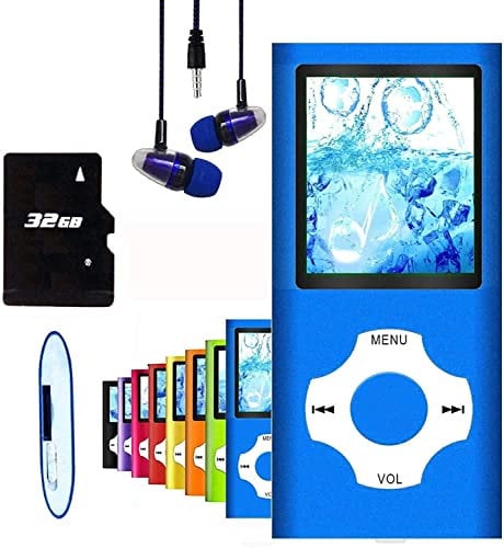 Hotechs MP3-Player/MP4-Player, MP3-Player mit 32 GB Speicherkarte, schlankes Design, digitales LCD-Display, 4,6 cm (1,8 Zoll) Display, FM-Radio