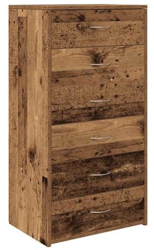 vidaXL Sideboard mit 6 Schubladen Altholz-Optik 50x34x96 cm, Aufbewahrungsschrank, Wohnzimmerschrank, Sideboard mit Schublade, Dielenschrank