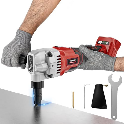 Cordless Metal Nibbler Compatible with Milwaukee 18V Battery (No Battery), 18-Gauge Electric Nibbler with Assist Handle & 2 Blades, 1900RPM Brushless Metal Cutter for Stainless Steel