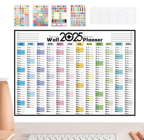 2025 Wandkalender Groß - 12 Monate Jahresplaner, Praktischer Schulplaner