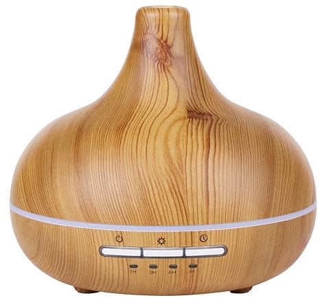 Grundig Aroma Diffuser Luftbefeuchter 300ml - Elektrischer Duftöl Diffuser Mit LED-Licht und Timer - Diffusor Für Ätherische Öle - Ohne Kabel - Bamboo, Braun