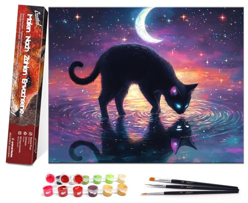 Bougimal Peinture par Numero Adulte Animal, Sans Cadre inclure Pinceaux et Acryliques Peintures - 40x50 cm, Chat noir