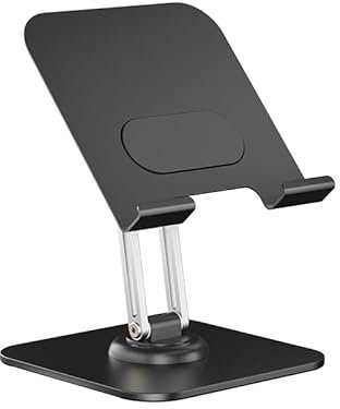 Windfromort Supporto Tablet - Porta Tablet Regolabile & Pieghevole - Accessori Scrivania Universale - Supporto Telefono Scrivania 360° Girevole con Effetto Antistress - Alluminio Nero