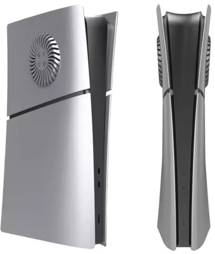 Placa Frontal para PS5(Plata)- Carcasa de Reemplazo con Ranura de Ventilación - Fabricada en ABS Resistente - Accesorio Gaming Personalizado para Ps5 Slim Digital (Plata-Digital)