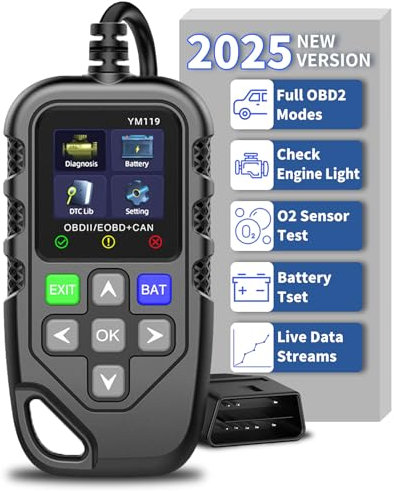 Anluomania OBD2 Diagnosegerät Auto, Codeleser, Auto Auslesegerät Vollständige OBD2 Funktionen, I/M Bereitschafts, Bewertung der Akkulaufzeit, Motorkontrollleuchte, 13 Sprachen, für Autos Nach 1996