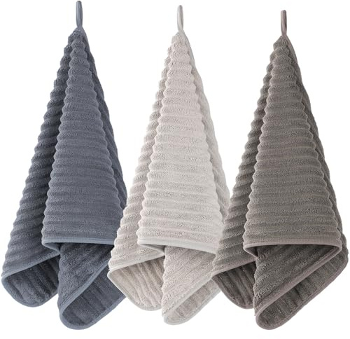 Bedvcaty Luxury 3-Piece Quick-Dry Small Bath Towel Set – Ultra Soft Microfiber Hand Towels for Bathroom, Bar, Pool, Gym & Travel – Elegant Twill Design(14”x 29.6”)