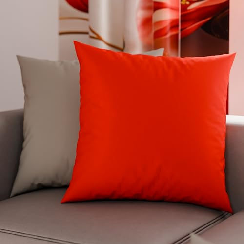 PETTI Artigiani Italiani - 2er-Set Kissenbezüge 35x35 cm aus Mikrofaser, Dekokissen-Bezüge für Schlafzimmer und Sofa, Set mit 2 Kissenhüllen, Wende-Kissenbezug Double-Face Rot und Grau
