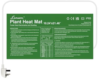 LEVSON Waterproof Greenhouse Heating Mat, 20W Large Plants Seedling Heat Mat 10.24x21.46 Inches, Propagator for Reptile, Germination Warming Mat for Greenhouse Incubation