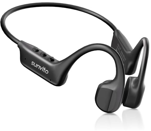 sunvito Cuffie a Conduzione Ossea, Cuffie Wireless Open Ear con Bluetooth 6.1, Ricarica Rapida Type-C, Impermeabili IPX7, Cuffie Sportive per Corsa, Ciclismo, Fitness e Allenamento