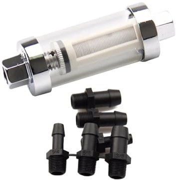 Filtre à carburant en ligne Clearview 9706 avec corps en verre, raccords 1/4'', 5/16'' et 3/8'', tuyaux