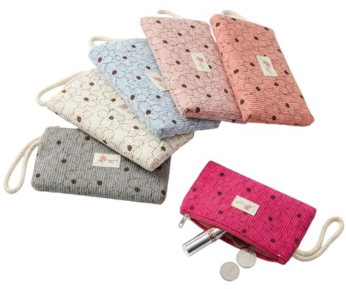 Katyjun 6 Stück Kosmetiktasche für Handtasche mit Organizer Set Kleine Tasche für Hygieneartikel Tragbar Kompakt Kulturtasche Damen Robustem Segeltuch als Makeup Etui Geldbörse Reiseorganizer