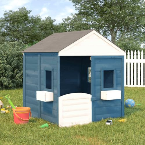 Mangloder Spielhaus aus massiven Tannenholz mit abschließbarer Tür und Blumentöpfen für Kinder im Garten, wetterfestes Kinderhaus für draußen, fantasievolles Gartenhaus für Kinder im Alter von 3 bis