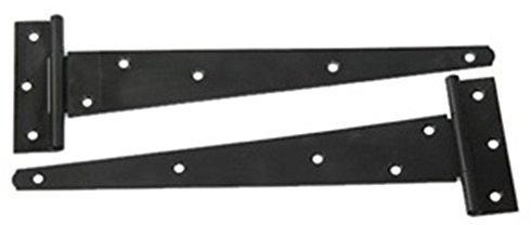 2x 12 Tee Hinges, Shed Door Hinge, Gate Hinge, Black