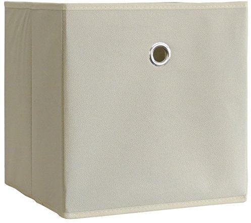 VCM 2er Set Faltbox | Klappbox Stoff Kiste | Faltschachtel | Maße Maße ca. H. 28 x B. 27 x T. 27 cm | Regalbox - Boxas Weiß-Natur