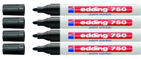 edding Lackmarker 750 Industrie, 2-4 mm (4er Pack, Schwarz)