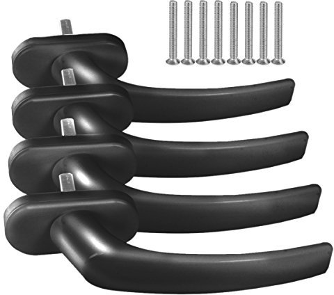 4 x Alu Fenstergriff in Schwarz RAL 9005 - Stiftlänge 35mm