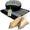 livasia Meditationsset L - Ø 38x15cm / Matte 50x50x4,5cm - Yogaset mit Kissen und Matte, Pouf, Yogamatte und Yogakissen mit Kapok handgefertigt, Bodenkissen Outdoor, Zafukissen (Blau/Elefanten)