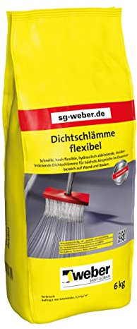 WEBER | Dichtschlämme flexibel 6 kg | frostbeständig, alterungsbeständig & sulfatbeständig | für Innen & Außen | Abdichtmasse Badabdichtung