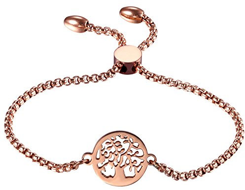OIDEA Pulsera Mujer Arbol de la Vida de Acero Brazalete Oro Rosa con Colgante Hueco Hipoalergenico Joyería de Moda