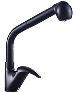 YAWEDA Tirare Il Rubinetto Della Cucina Nero Lucidato Girevole Kitchen Sink Miscelatore Spray Lusso Piattaforma Montata, Nero