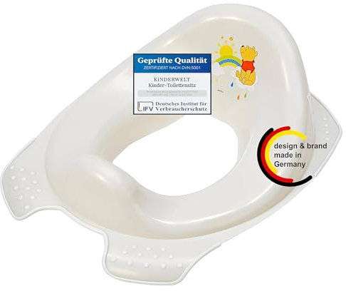 KiNDERWELT Premium Toilettensitz für Kinder und Babys, Disney Winnie Pooh Design in Weiß, Töpfchen für Kleinkinder ab 18 Monaten, abwischbar, rutschfest und BPA-frei