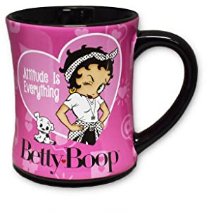 Betty Boop Pink Attitude 16 oz Ceramic Mug – Officially Licensed Collectible by Midsouth Products – Attitude is Everything Design