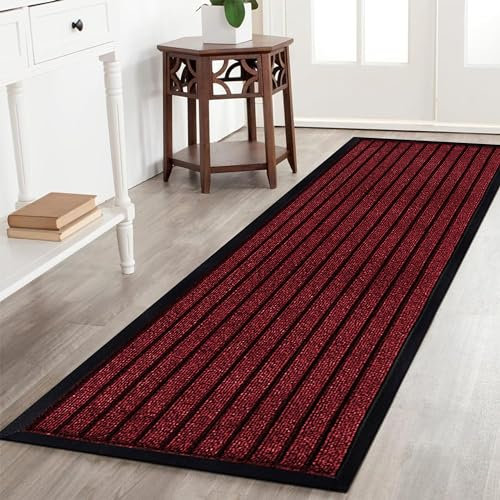 AMEHA Door Mat 80x300cm, Red - Door Mats Outdoor & Indoor Non Slip Washable Rug Dirt Trapper Heavy Duty Rubber Floor Mat Entrance Rug Super Absorbent Front Doormats