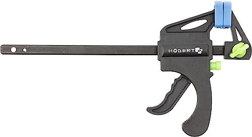 HÖGERT TECHNIK Schnellspannzwinge Einhandzwinge 400mm x 63mm, 50 kg Spannkraft Spannzwingen, Stahl Zwingen zum Spannen, Dehnen Holzzwingen für stabiles Fixieren von Holz Möbel mit einer Hand