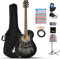 Winzz Zurdo Guitarra Acústica para Principiantes Adultos y Estudiantes 40 Pulgadas,Negro Guitarra Set con Cuerdas de Acero,Elegante Diseño de Color Único
