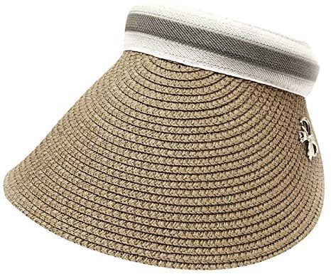 Rpporm Damen Tik Tok Visoren Faltbar Empty Top Sonnenvisor Frauen Stroh Sonnenblende Hut breite Krempe Sommer UV-Schutz Strandkappe Sonnenhut Outdoor Strandhut