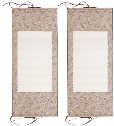 EXCEART Blank Chinese Scroll Paper 26.38X11.22In Calligraphy Scroll with Hanging Rods for Traditional Brush Painting and Home Decoration
