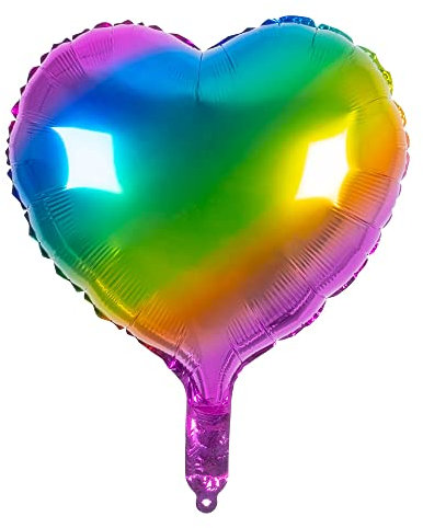 Boland - Folienballon Herz, Größe 40 x 45 cm, Ballon, für Luft und Helium geeignet, inkl. Strohhalm zum Aufblasen, Dekoration, Geschenk, Geburtstag