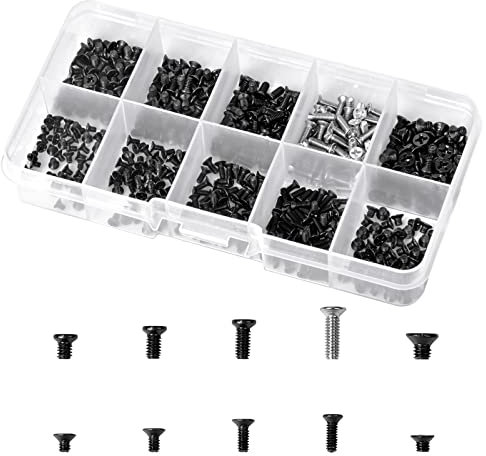 500 Stück Schrauben Set M2 M2.5 M3 Computer Schrauben Brillen Schrauben Reparatur Set Kreuzschrauben Senkschrauben Elektrische Maschinenschrauben für Universal Laptop PC Brillengestell Armbanduhr